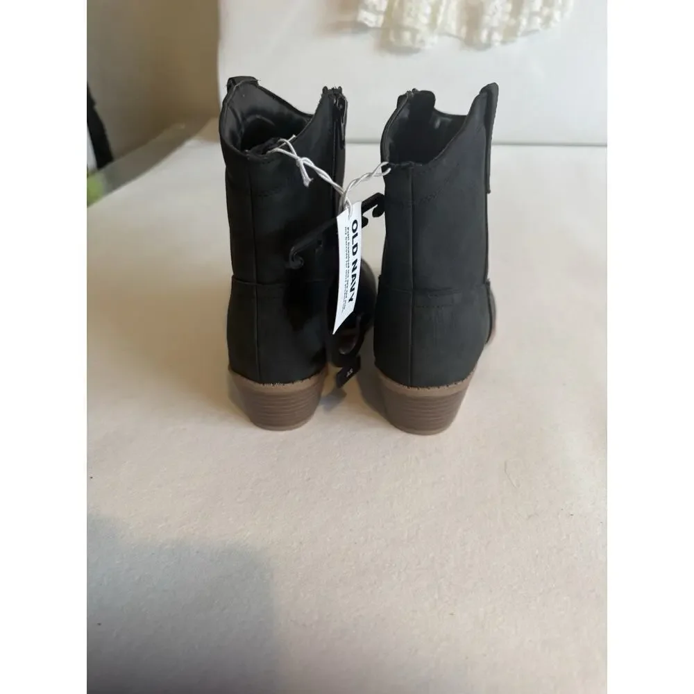 Old Navy Faux Suede Grey Ankle Booties, Size 5y Inside Zip